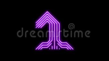 紫光发光计数器从10到0，数字的电路板形状